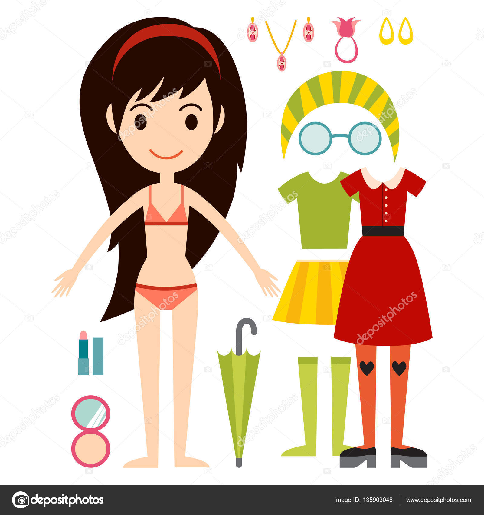 Meninas dos desenhos animados da moda. ilustração de clipart