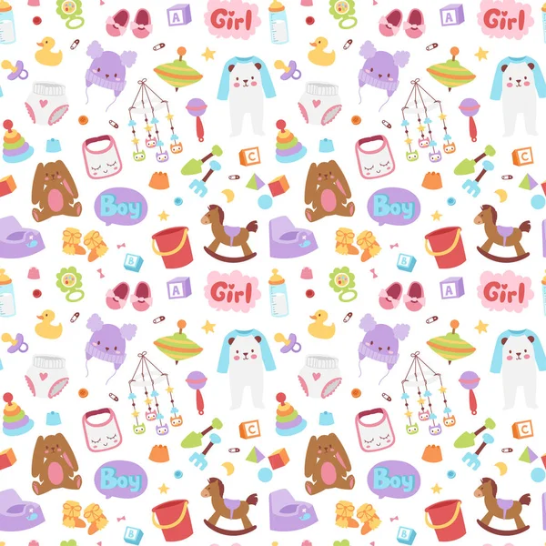 Baby icons seamless pattern vector. — Stock Vector