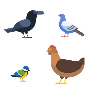 Kuşlar vektör illüstrasyon izole ayarla