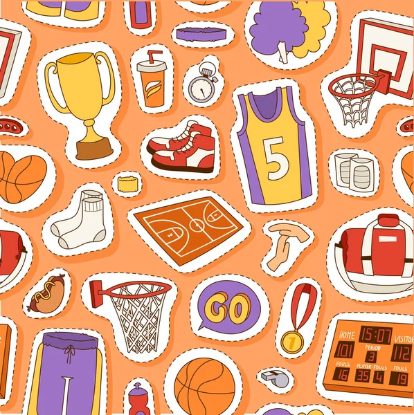 Basketbal Sportovní bezešvé pattern vektorové ilustrace. — Stockový vektor