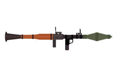 Vector assault rifle heavy weapon with grenade launcher icon. clipart