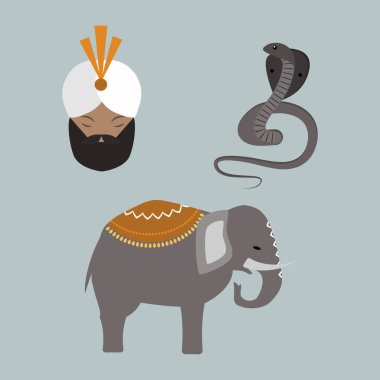 Hindistan hayvanlar ve budda vektör simgeler.