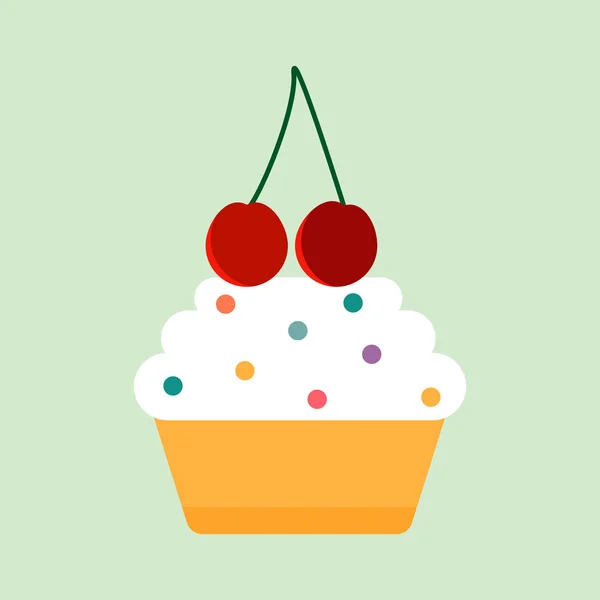 Kékeszöld birthday cupcake vaj tejszín vektoros illusztráció. — Stock Vector