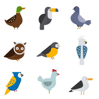 Kuşlar vektör illüstrasyon izole ayarla