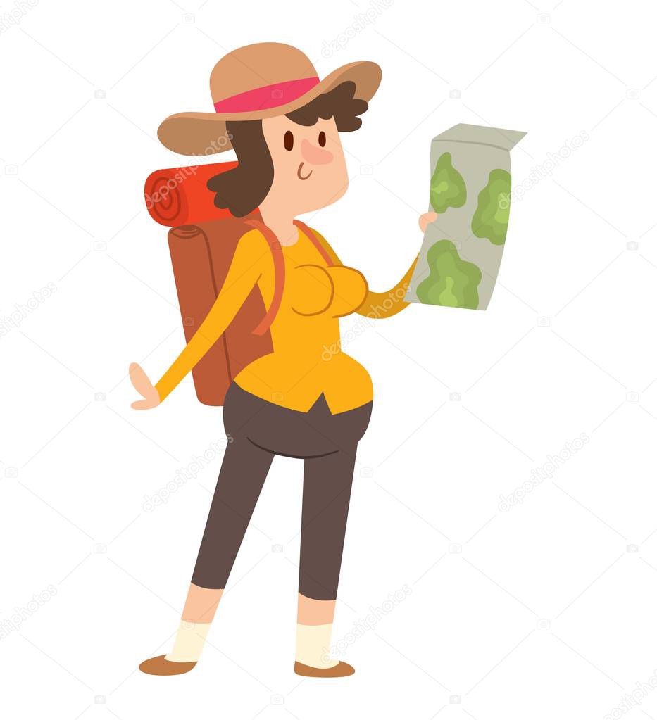 Woman with map vector.