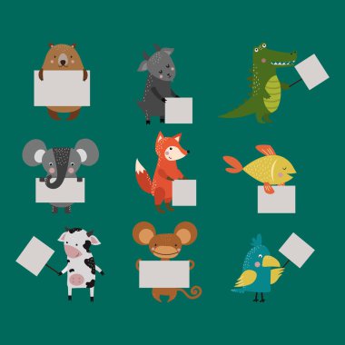 Vahşi hayvan Hayvanat Bahçesi strike ile temiz tabak kurulu vektör.