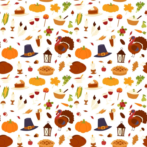 Happy Thanksgiving Day sömlösa mönster vektor. — Stock vektor