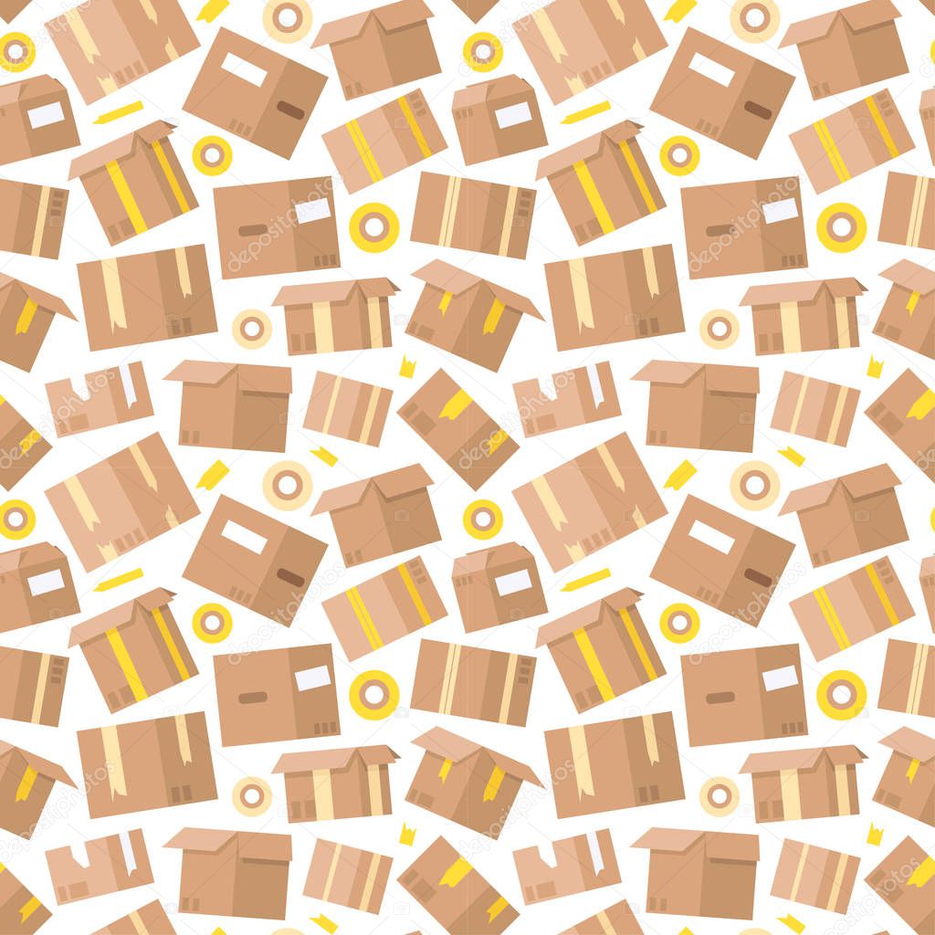 Carrying boxes seamless pattern warehouse shipping container.