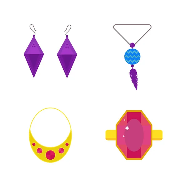 Ensemble d'accessoires de bijoux de dessin animé vecteur . — Image vectorielle