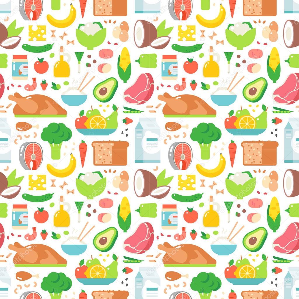 Food seamless pattern vector.