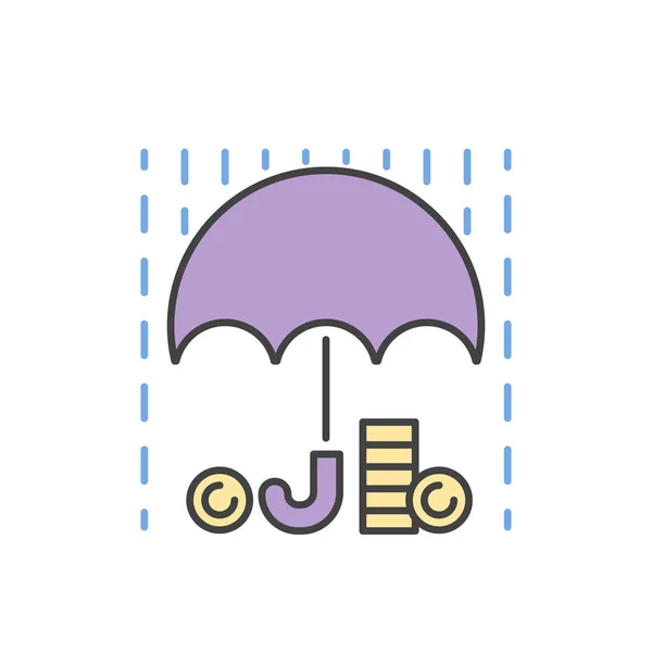 Geld regen und Regenschirm Zeichen Symbol Vektor — Stockvektor