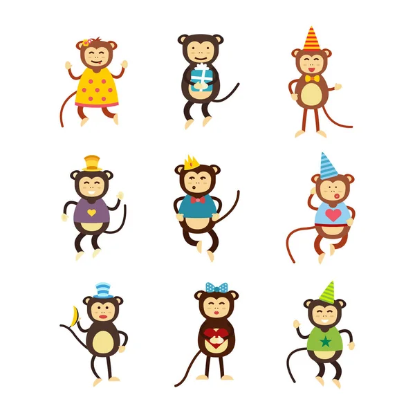Vektorové ikony opice. — Stockový vektor