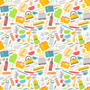 Mutfak araçları vektör çizim ile Seamless Modeli.