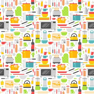 Mutfak araçları vektör çizim ile Seamless Modeli.