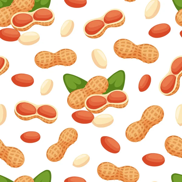 Seamless pattern with illustrations of peanuts vector. — Stock Vector