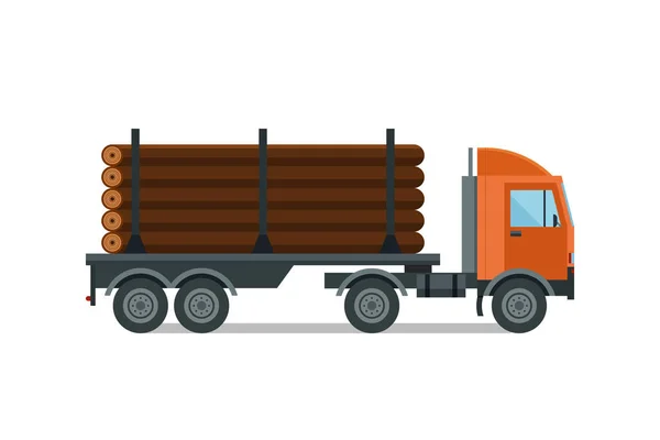 Schwer beladene Holztransporter. — Stockvektor