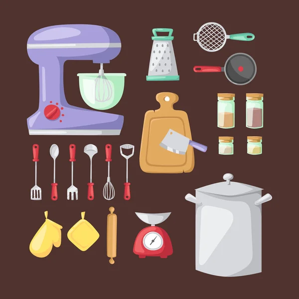 Iconos de vectores de utensilios de cocina . — Vector de stock