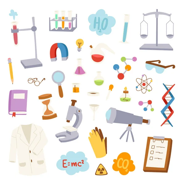 Iconos de laboratorio de ciencia vector de ilustración . — Vector de stock