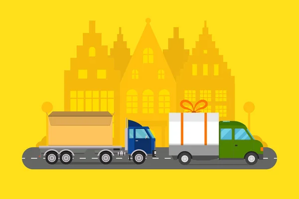 Livrare transport marfă logistică vector ilustrare . — Vector de stoc