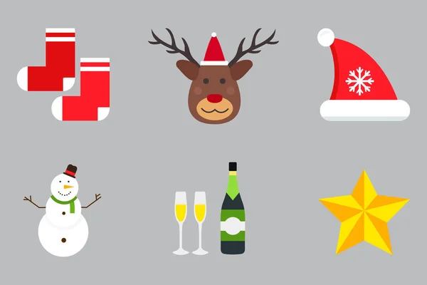 Christmas holiday icons vector set. — Stock Vector