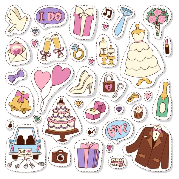 Wedding stickers icons vector illustration. — Stock Vector