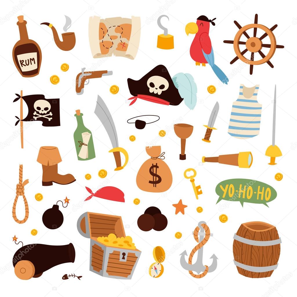 Pirate stickers icons vector.