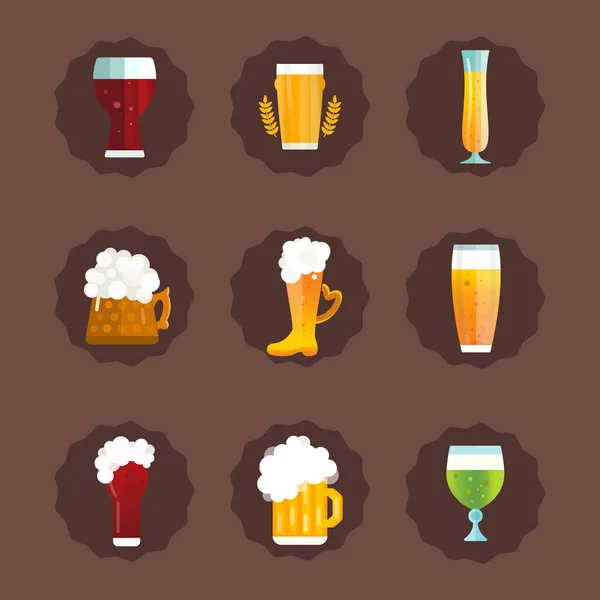 Bier vector Glazenset. — Stockvector