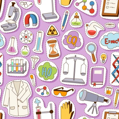 Bilim Dikişsiz desen vektör çizim.