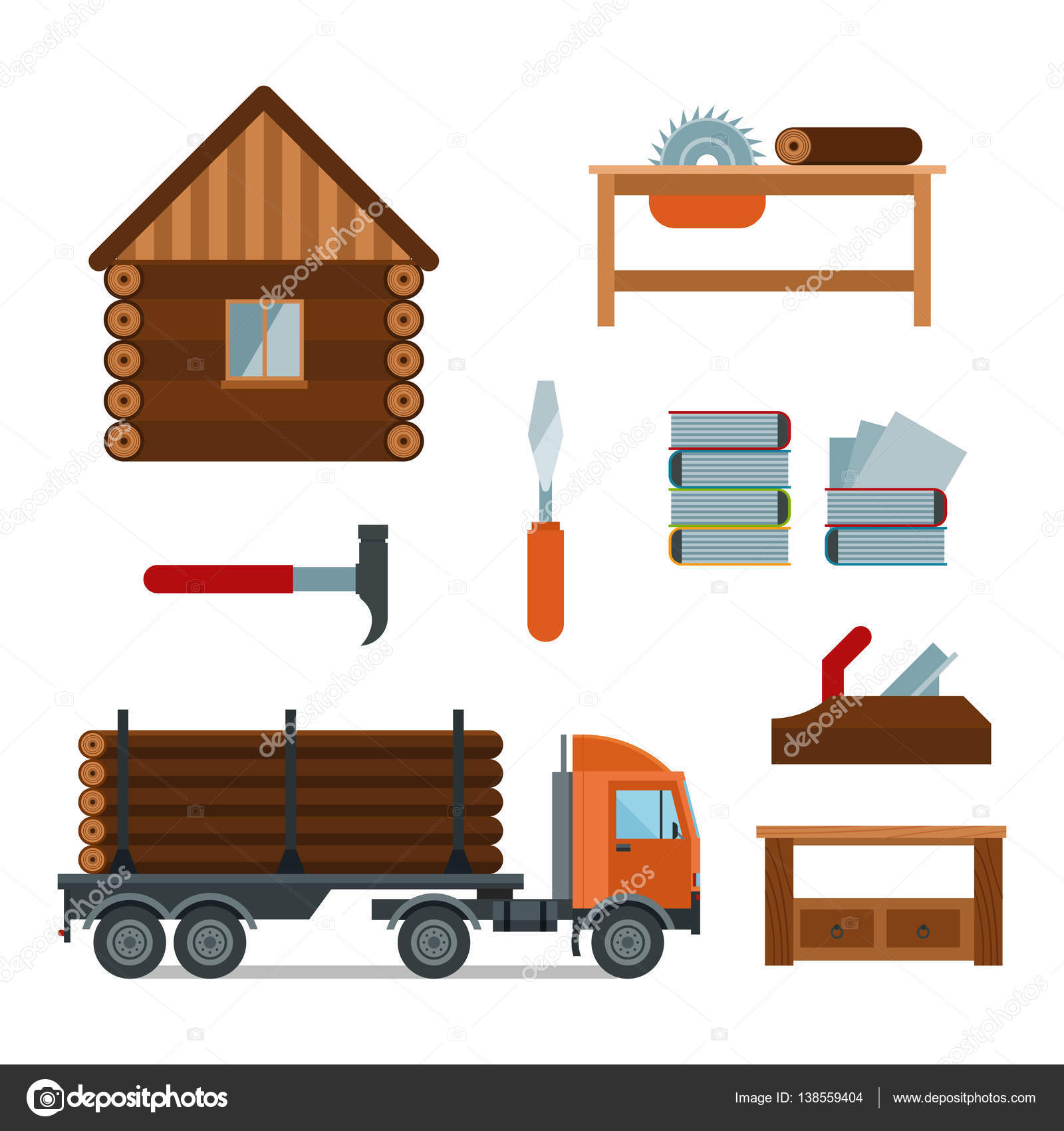 Lumberjack Woodworking Tools Icons Vector Illustration Stock 138559404 Lumberjack Woodworking Tools Icons Vector Illustration Stock 138559404