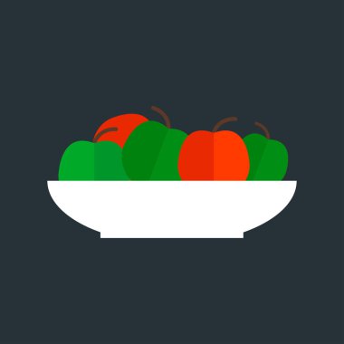 Plaka vektör çizim üzerinde taze yeşil elma.