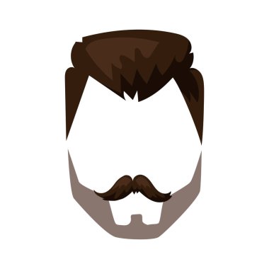 Saç sakal ve saç yüz maskesi düz çizgi film vektör kesme.