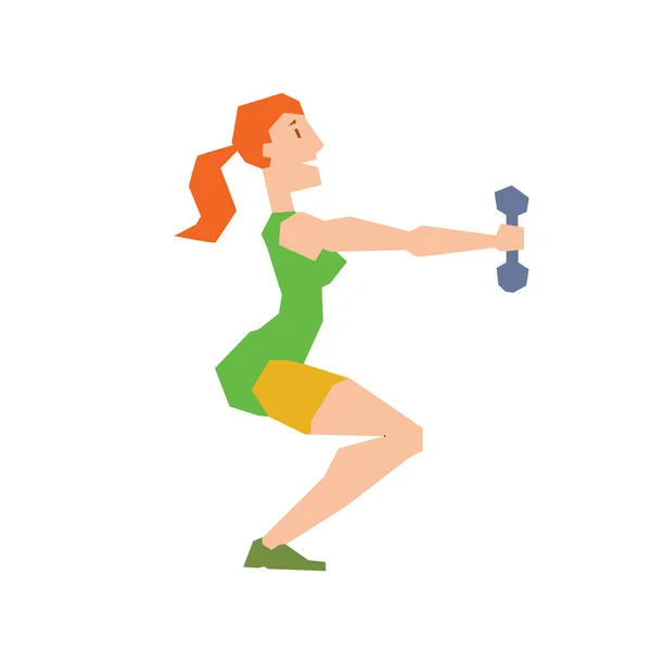 Chica entrenamiento de ejercicio haciendo sentadillas vector . — Archivo Imágenes Vectoriales