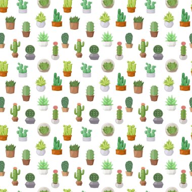 Kaktüs doodle Dikişsiz desen vektör.