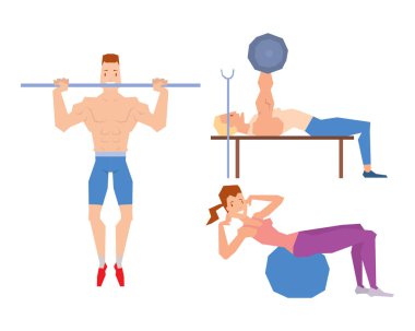 Karikatür spor spor salonu insanlar vektör.