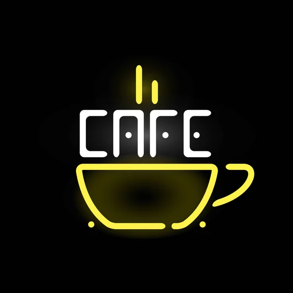 Luz neon café etiqueta vetor ilustração . — Vetor de Stock