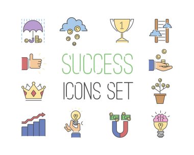 İş başarı vektörü simgeleri ayarlandı.