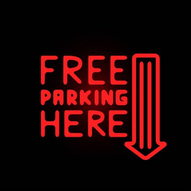 Işık neon ücretsiz etiket vektör çizim otopark.