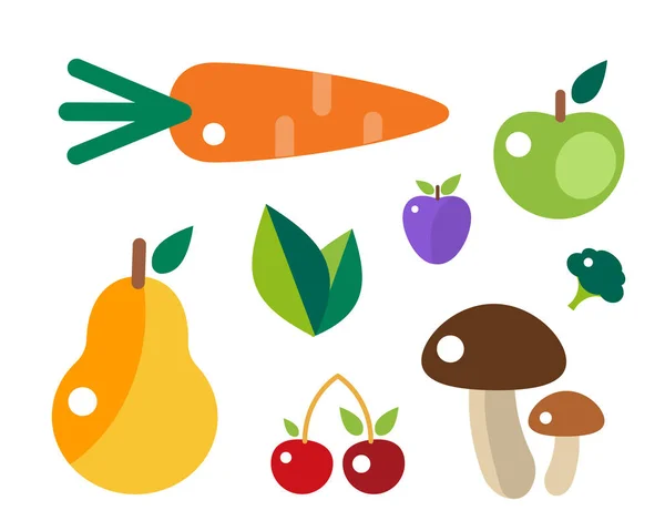 Conjunto de iconos coloridos de la fruta de dibujos animados vector de ilustración . — Vector de stock