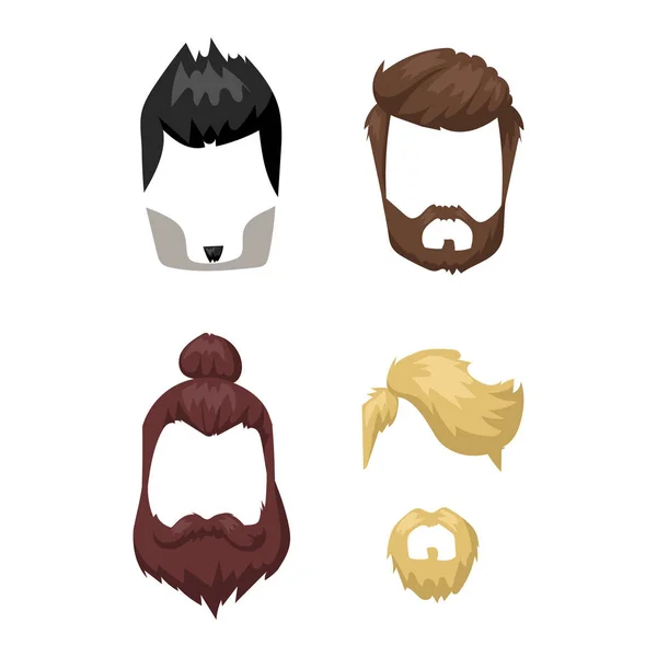 Coiffure barbe et cheveux visage coupé masque plat vecteur dessin animé . — Image vectorielle