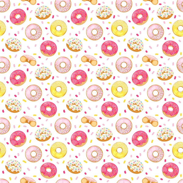 Donuts vetor padrão sem costura — Vetor de Stock