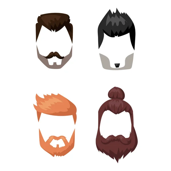 Coiffure barbe et cheveux visage coupé masque plat vecteur dessin animé . — Image vectorielle