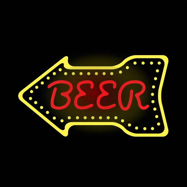 Illustrazione vettoriale dell'etichetta della birra al neon leggera . — Vettoriale Stock