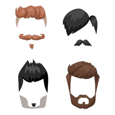 Saç sakal ve saç yüz maskesi düz çizgi film vektör kesme.