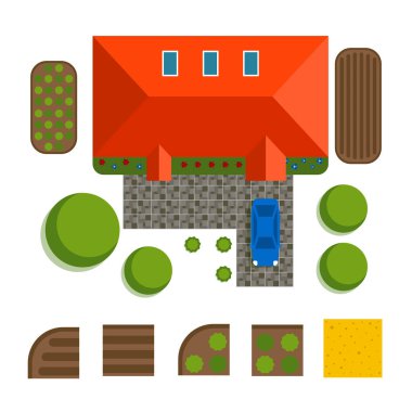 Özel house vektör çizim planı