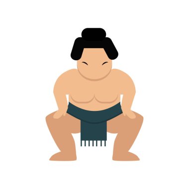 Japon şişman sumo güreşçisi vektör çizim karikatür.