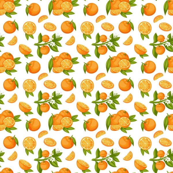 Naranja fruta sin costura patrón vector . — Vector de stock