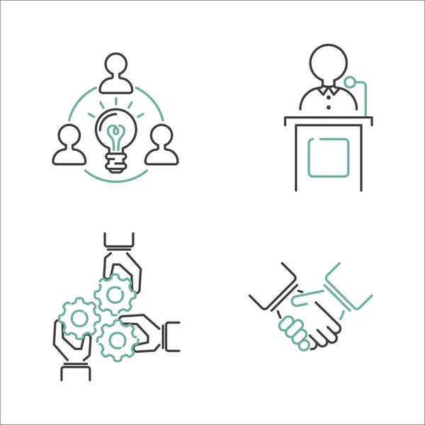 Business Teamwork umreißt Symbole Vektor. — Stockvektor