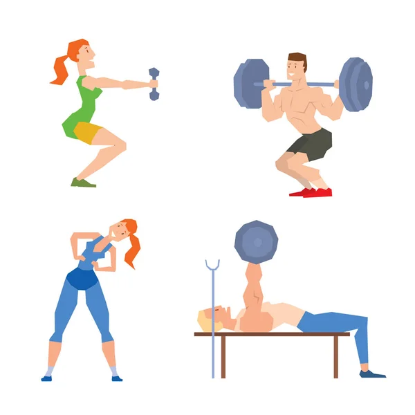 Dibujos animados deporte gimnasio personas vector . — Vector de stock