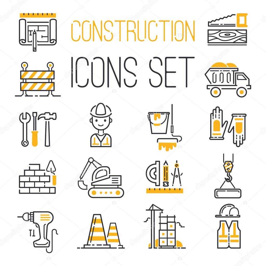Construction icons set vector.