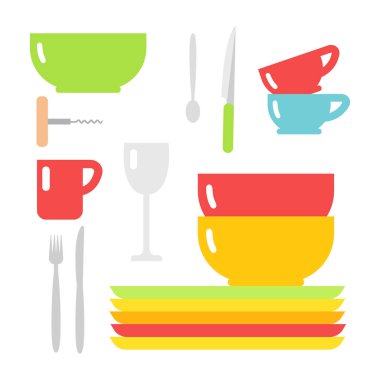 Temiz bardak ve dishware vektör çizim.